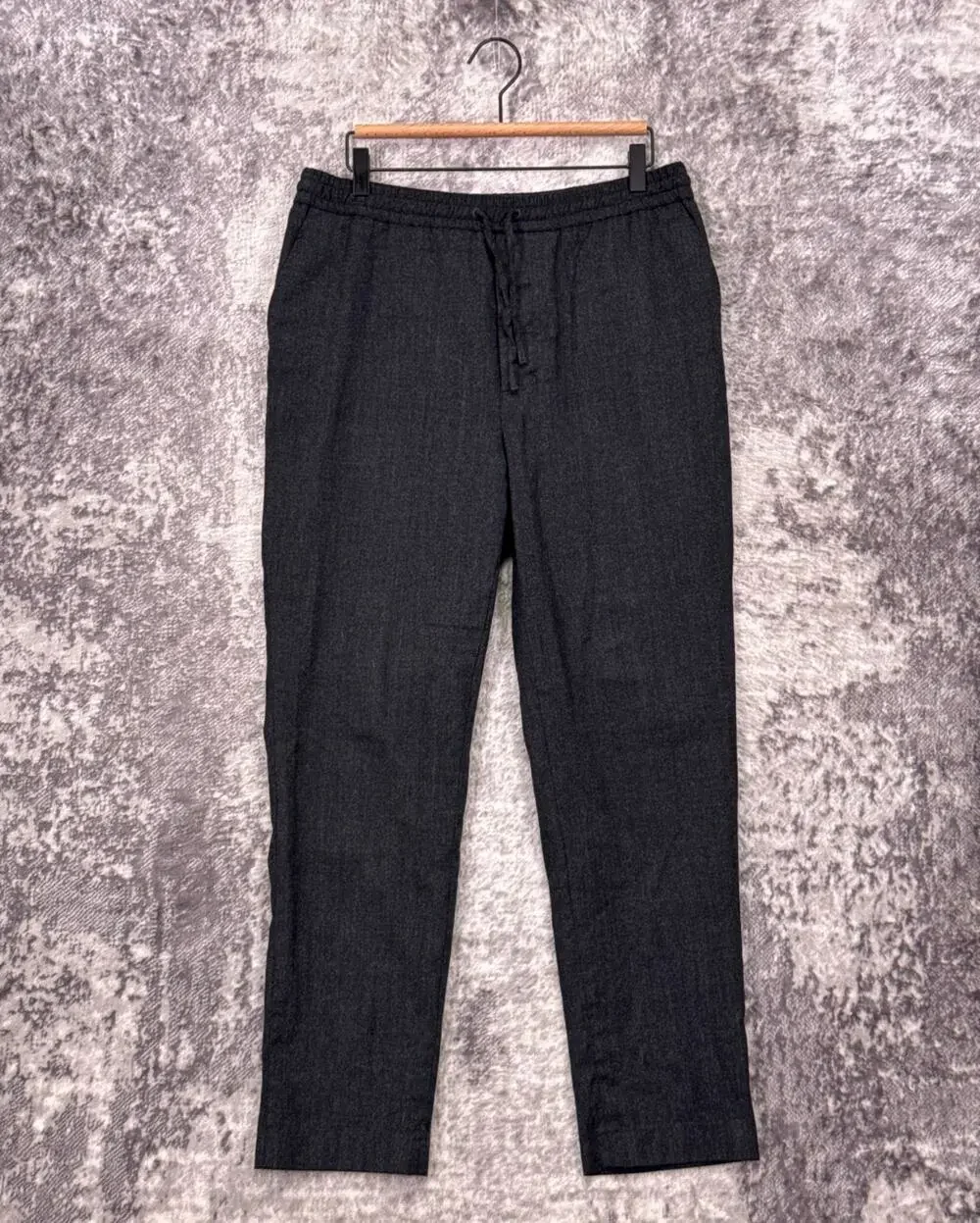 AMI Paris Alexandre Mattiussi Pants Large Mens Gray Wool Slim Slim Drawstring